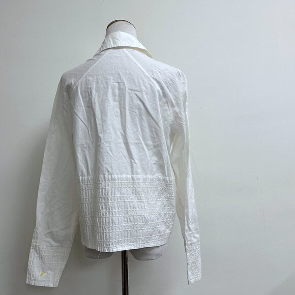 Anne Fontaine white shirt puckered long sleeve button front 3 L - Picture 7 of 7